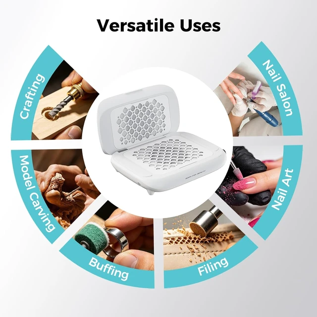Alt view image 7 of 7 - Foldable Nail Dust Collector with Dual Fans, 14,700RPM Adjustable Speed