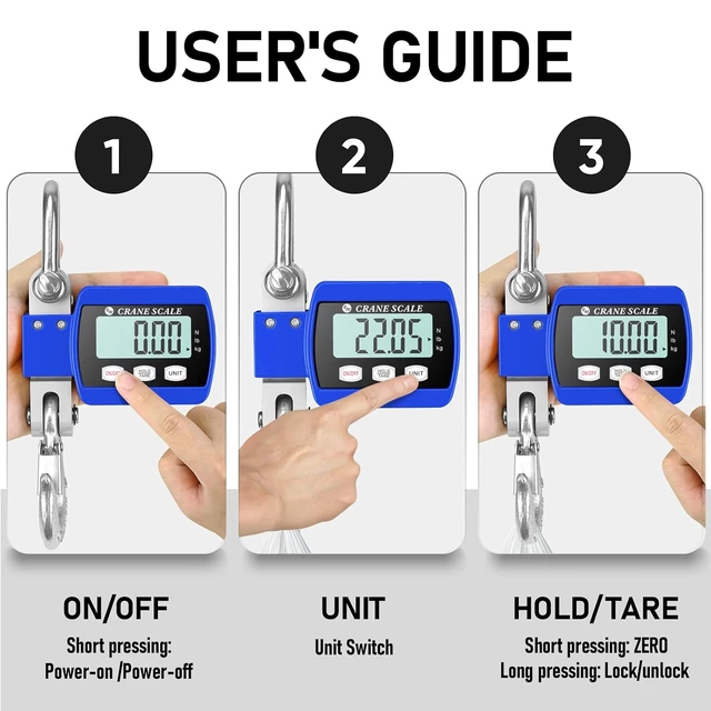Alt view image 3 of 7 - 1100lb Digital Hanging Crane Scale with Hooks, Aluminum