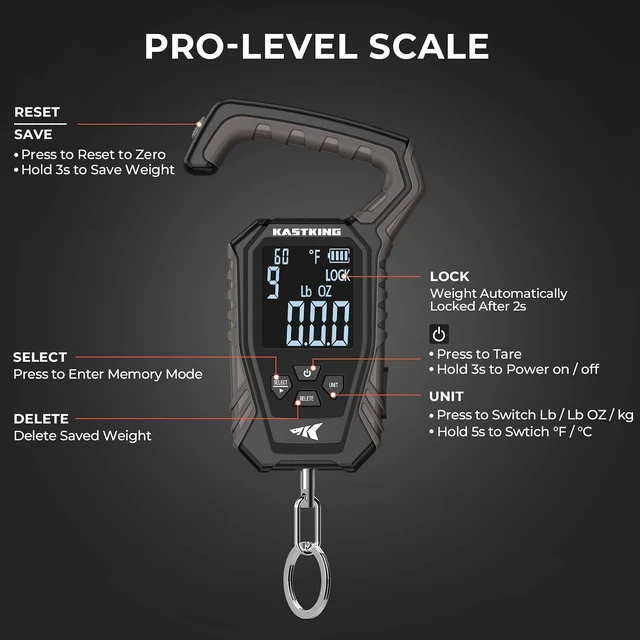 Alt view image 4 of 7 - Weighmaster Digital Fish Scale, IPX6 Waterproof, Black
