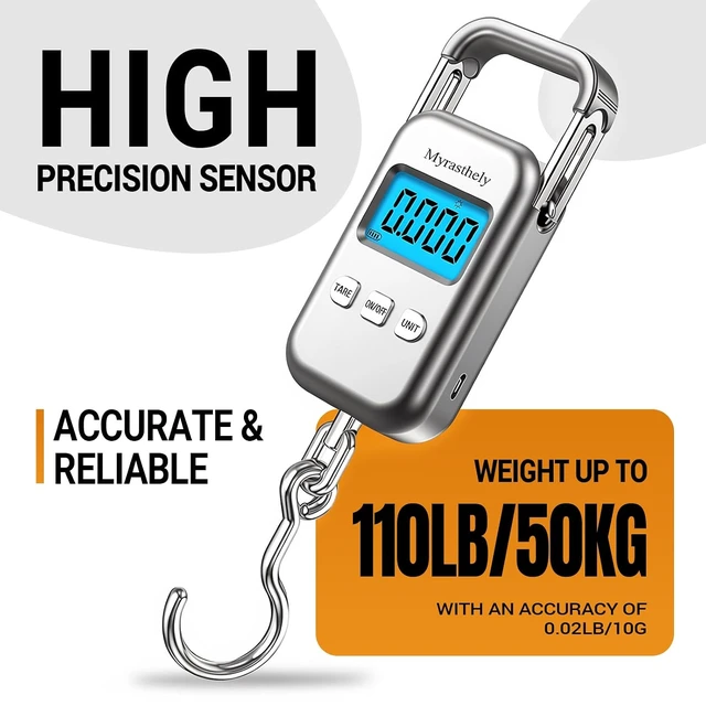 Alt view image 2 of 7 - 110lb Digital Luggage Hanging Scale with LCD Display, Compact Handheld for Travel & Shipping