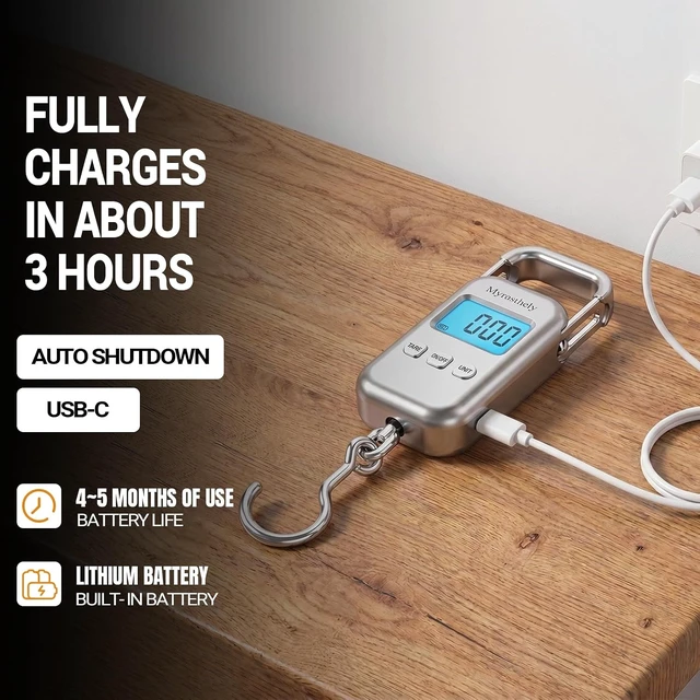 Alt view image 4 of 7 - 110lb Digital Luggage Hanging Scale with LCD Display, Compact Handheld for Travel & Shipping