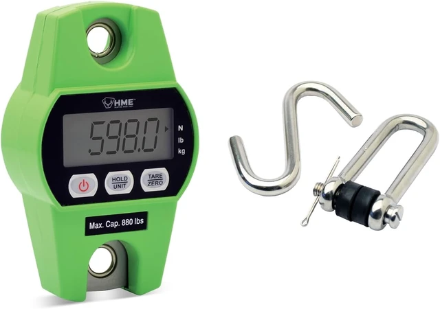 Alt view image 4 of 5 - Hunting Digital Hanging Scale with Tare Function, Max 400kg/880lb, Iron Hook, 2 Batteries Included