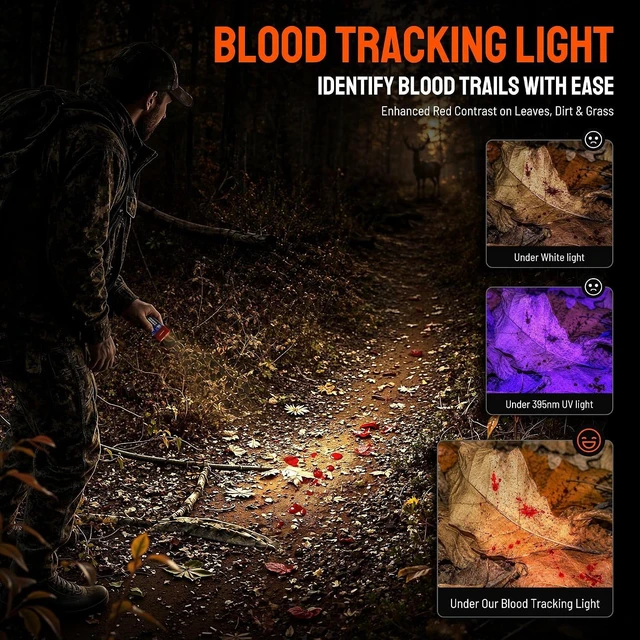 Alt view image 4 of 7 - Rechargeable Red & Green COB LED Blood-Tracking Flashlight