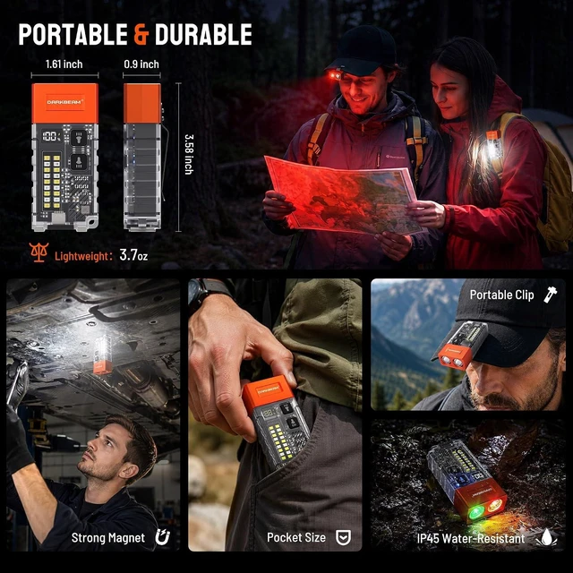 Alt view image 7 of 7 - Rechargeable Red & Green COB LED Blood-Tracking Flashlight