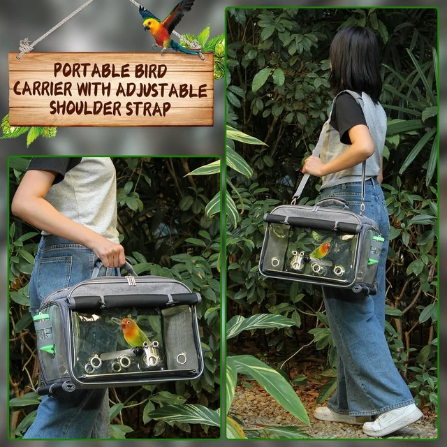 Alt view image 5 of 6 - Airline-Approved Bird Travel Cage with Stainless Steel Mesh, Water Bottle & Bowl