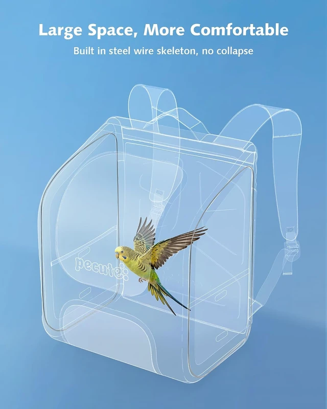 Alt view image 2 of 7 - Bird Backpack Carrier with Standing Perch for Small Parrots, Green