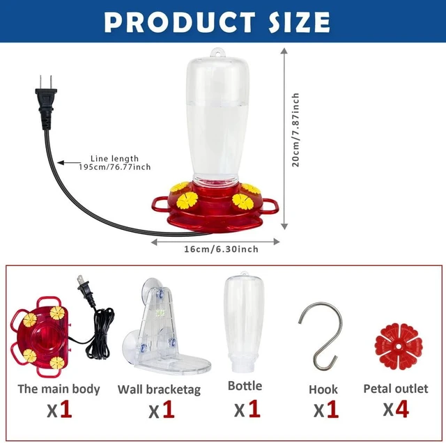 Alt view image 2 of 7 - Heated Hummingbird Feeder for Outdoor Winter, 2-Pack