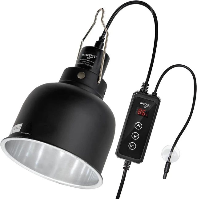 Main image of Reptile Heat Lamp Fixture with Dimming Thermostat, 5.5 Inch Deep Dome