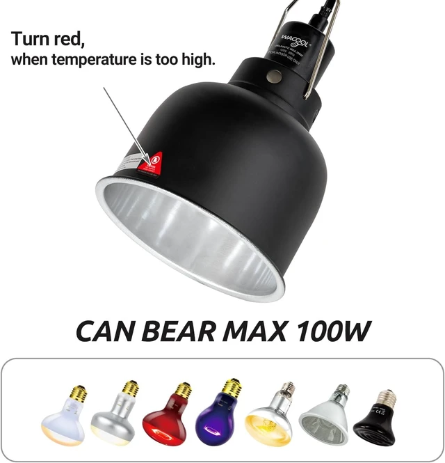 Alt view image 3 of 7 - Reptile Heat Lamp Fixture with Dimming Thermostat, 5.5 Inch Deep Dome