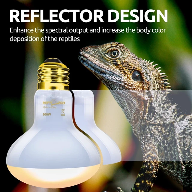 Alt view image 2 of 7 - Dual Reptile Heat Lamp Combo Pack with 100W UVA Basking Light & 26W UVB 5.0 Bulb