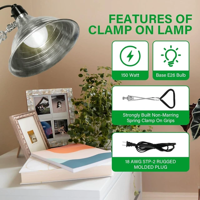 Alt view image 2 of 7 - 6-Pack Clamp Lamp with 8.5 Inch Aluminum Reflector, 150W E26 Max, 6FT Cord