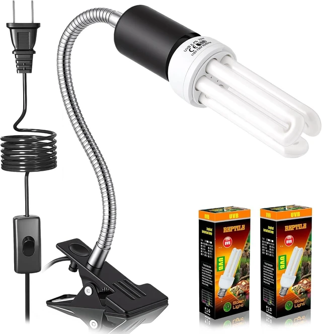 Main image of Bird Cage UVB Light with 360° Rotating Clip Lamp & Two 2.4% UVA/UVB Bulbs
