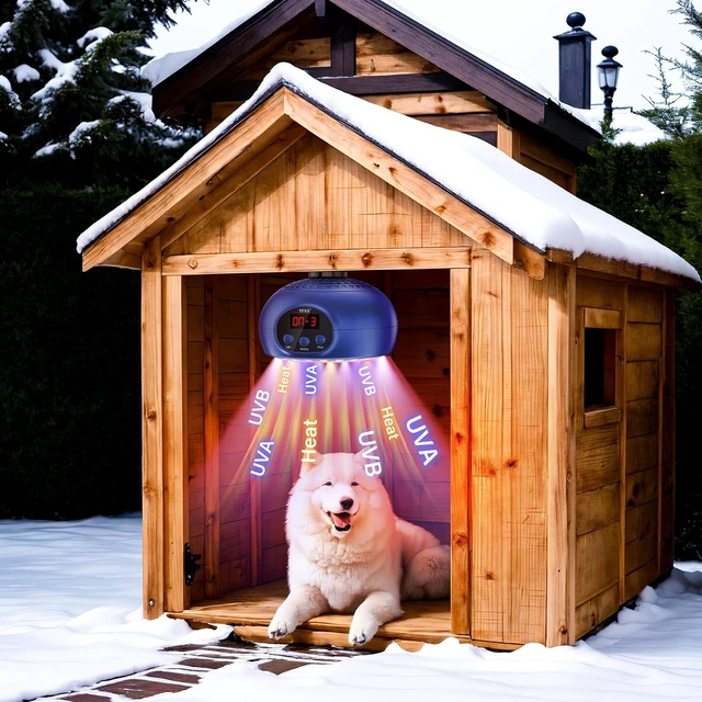 Alt view image 7 of 7 - Chicken Coop Heater Lamp, 200W-500W with UVA/UVB Light & 3-12H Timer, Portable Greenhouse Heater for Reptiles, Rabbits, Dogs & Cats