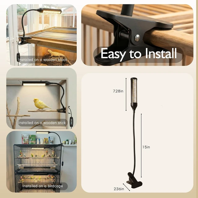 Alt view image 5 of 7 - Full Spectrum LED Bird Cage Light with Timer