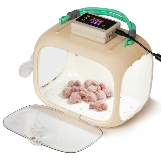 Main image of Portable Pet Warm Pod with 0.1°C Temperature Control, Transparent, 9.8" Length, for Newborn Birds, Puppies & Kittens, Cream