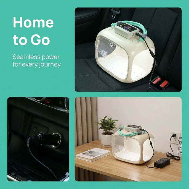 Alt view image 4 of 7 - Portable Pet Warm Pod with 0.1°C Temperature Control, Transparent, 9.8" Length, for Newborn Birds, Puppies & Kittens, Cream