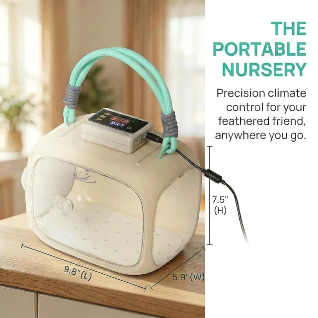 Alt view image 5 of 7 - Portable Pet Warm Pod with 0.1°C Temperature Control, Transparent, 9.8" Length, for Newborn Birds, Puppies & Kittens, Cream