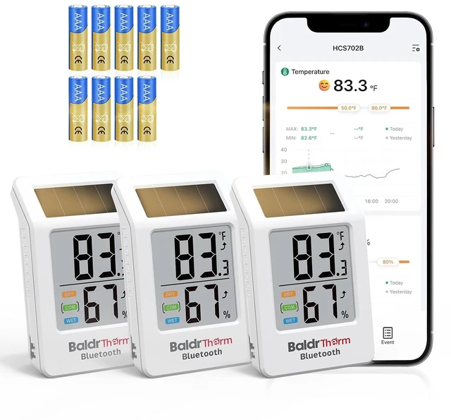 Main image of Bluetooth Thermometer Hygrometer, 3-Pack Indoor Room Humidity Meter