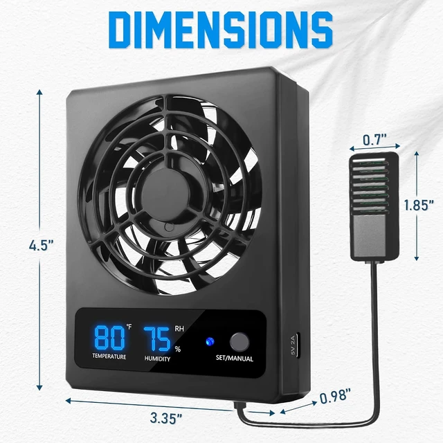 Alt view image 2 of 6 - 2-Pack Reptile Ventilation Fan with Humidity Sensor & High-Temp Alarm