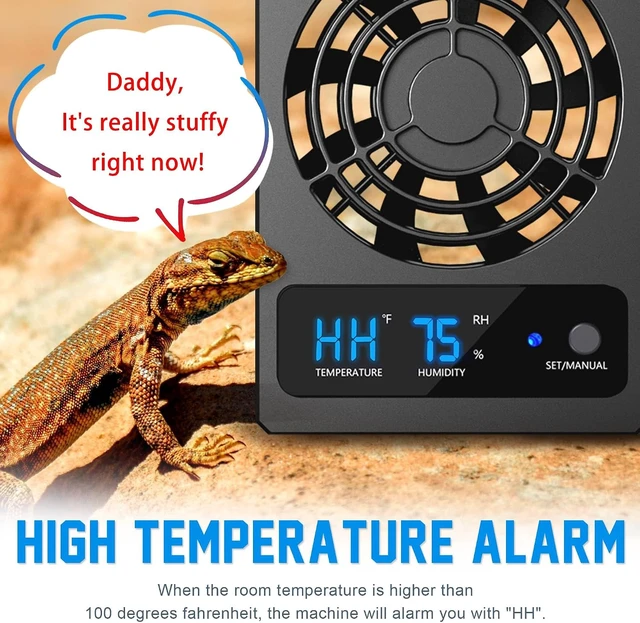 Alt view image 3 of 6 - 2-Pack Reptile Ventilation Fan with Humidity Sensor & High-Temp Alarm