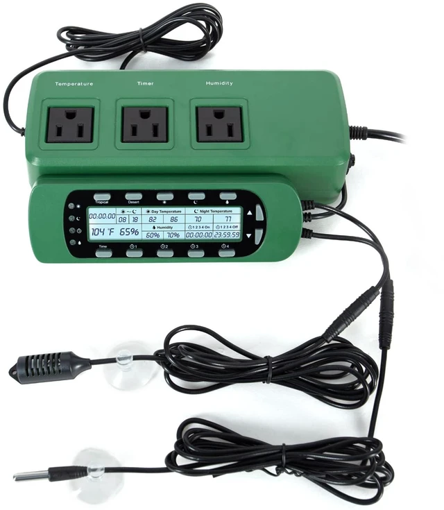 Main image of Reptile Digital Thermometer Hygrometer Controller with Thermostat & Lighting Timer, Waterproof