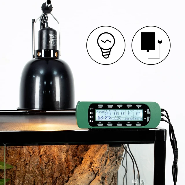 Alt view image 4 of 7 - Reptile Digital Thermometer Hygrometer Controller with Thermostat & Lighting Timer, Waterproof