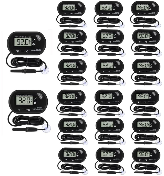 Main image of 20-Pack Aquarium Thermometer with LCD Display, Fahrenheit/Celsius, for Fish Tanks & Terrariums