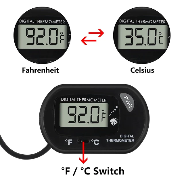 Alt view image 4 of 6 - 20-Pack Aquarium Thermometer with LCD Display, Fahrenheit/Celsius, for Fish Tanks & Terrariums