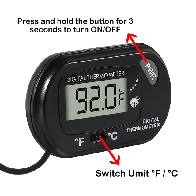 Alt view image 3 of 6 - 20-Pack Aquarium Thermometer with LCD Display, Fahrenheit/Celsius, for Fish Tanks & Terrariums
