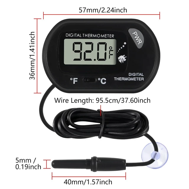 Alt view image 5 of 6 - 20-Pack Aquarium Thermometer with LCD Display, Fahrenheit/Celsius, for Fish Tanks & Terrariums