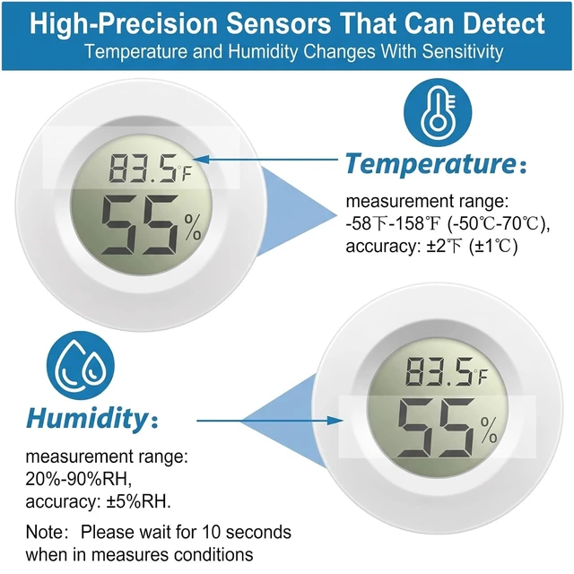 Alt view image 4 of 7 - 20-Pack Mini Digital Hygrometer Thermometer with LCD, White