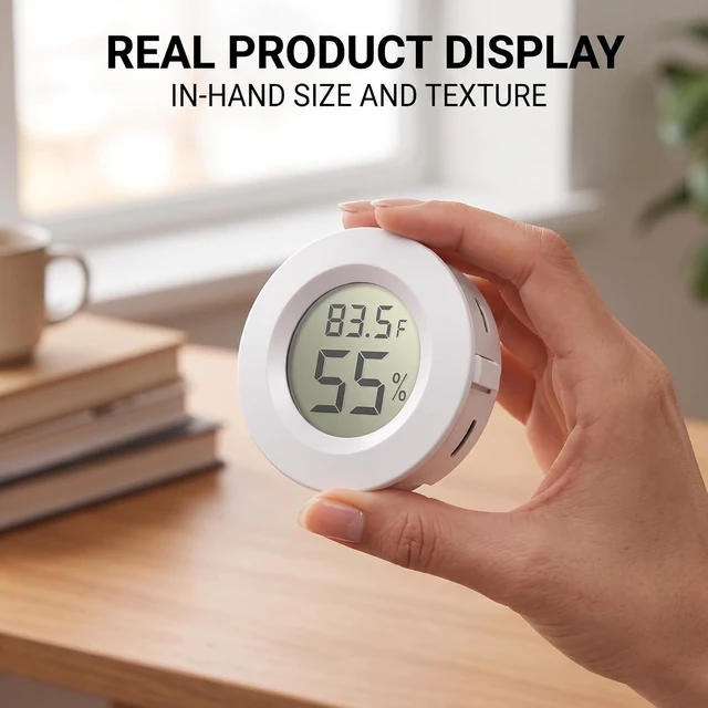 Alt view image 6 of 7 - 20-Pack Mini Digital Hygrometer Thermometer with LCD, White