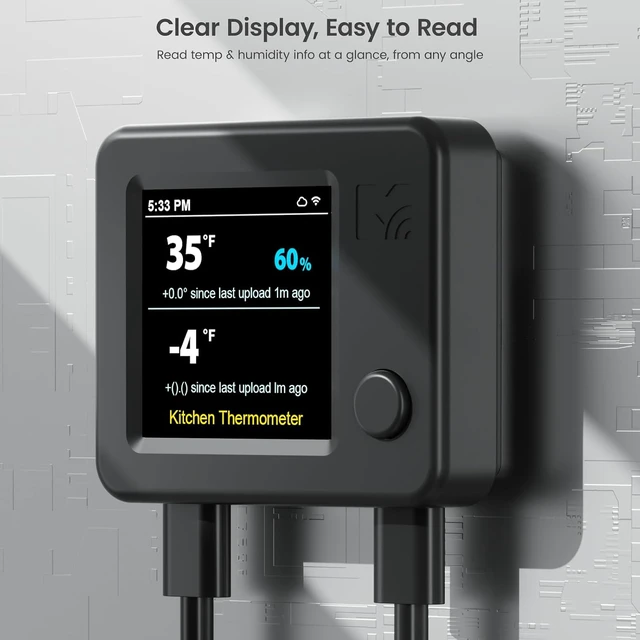 Alt view image 7 of 7 - WiFi Fridge Thermometer Hygrometer with Dual Probe & Remote Freeze Alerts