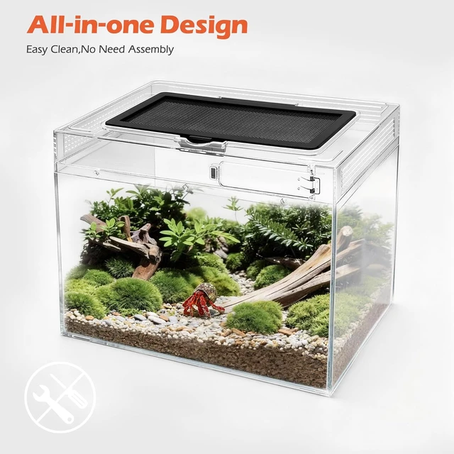 Alt view image 4 of 7 - Reptile Terrarium Starter Kit, 3.2-Gal Clear PC Hermit Crab Tank, 8-Piece