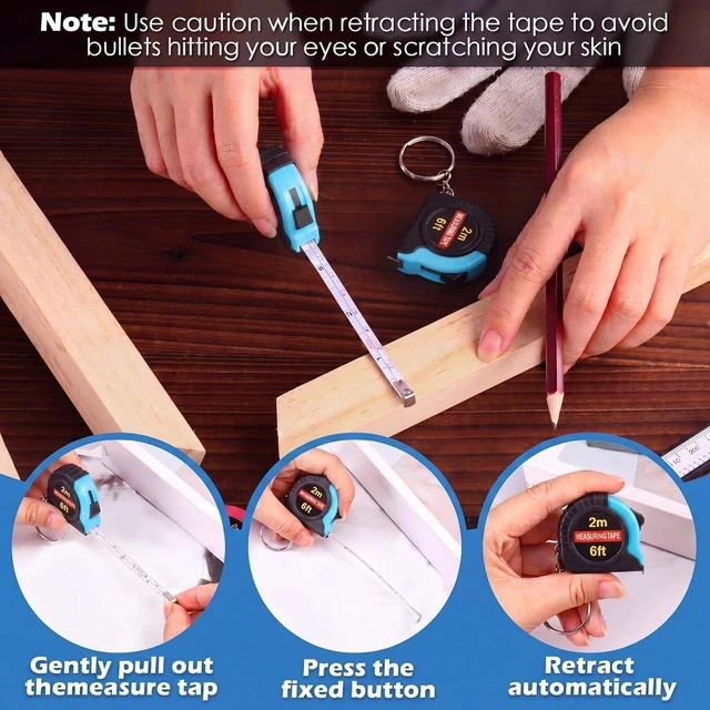 Alt view image 4 of 6 - 50-Pack Mini Measuring Tape with Keychain, 6 ft, Aqua Blue