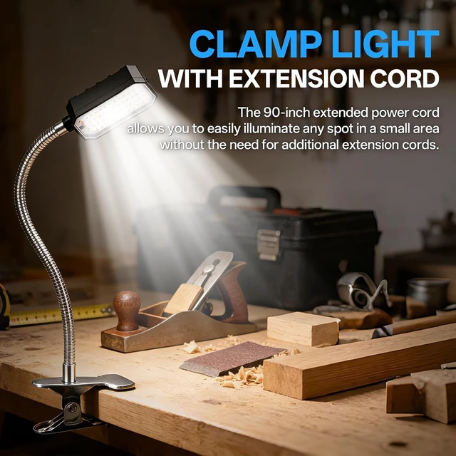 Alt view image 5 of 7 - 2000 Lumen Clamp-On Sewing Machine Light with Metal Clamp Base, 98-inch Cord, Silver