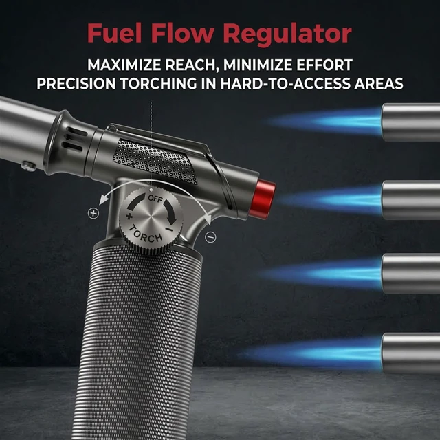 Alt view image 4 of 7 - All-Metal Butane Torch Lighter, Powerful Flame, Gas Not Included