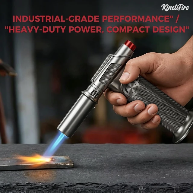 Alt view image 6 of 7 - All-Metal Butane Torch Lighter, Powerful Flame, Gas Not Included