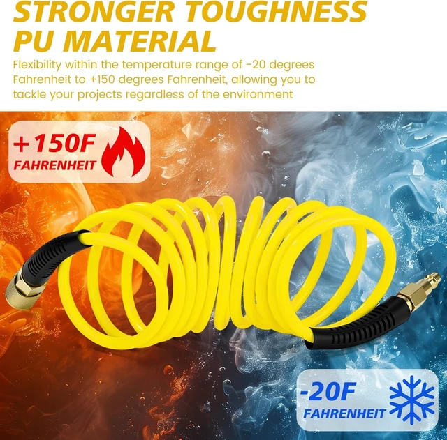 Alt view image 5 of 7 - 10-Pack 1/4" x 10ft Recoil Air Hose with Quick Coupler, Yellow