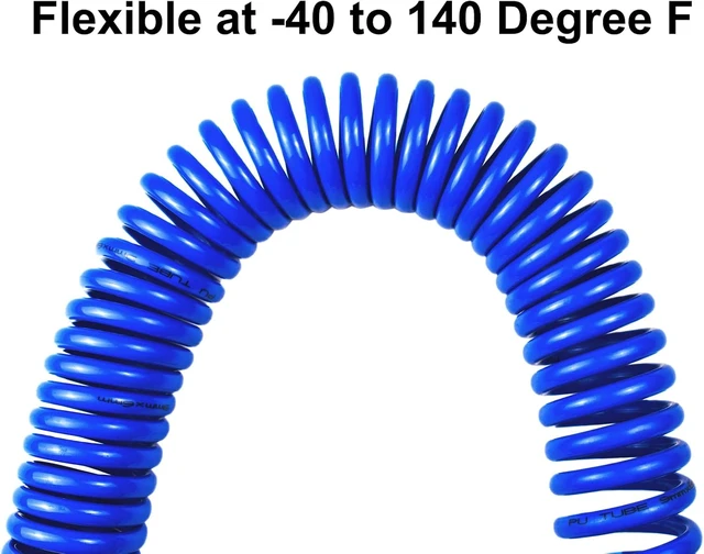 Alt view image 2 of 6 - 3/8" x 50ft Polyurethane Recoil Air Hose with Bend Restrictor & Repairable Quick Coupler, Blue