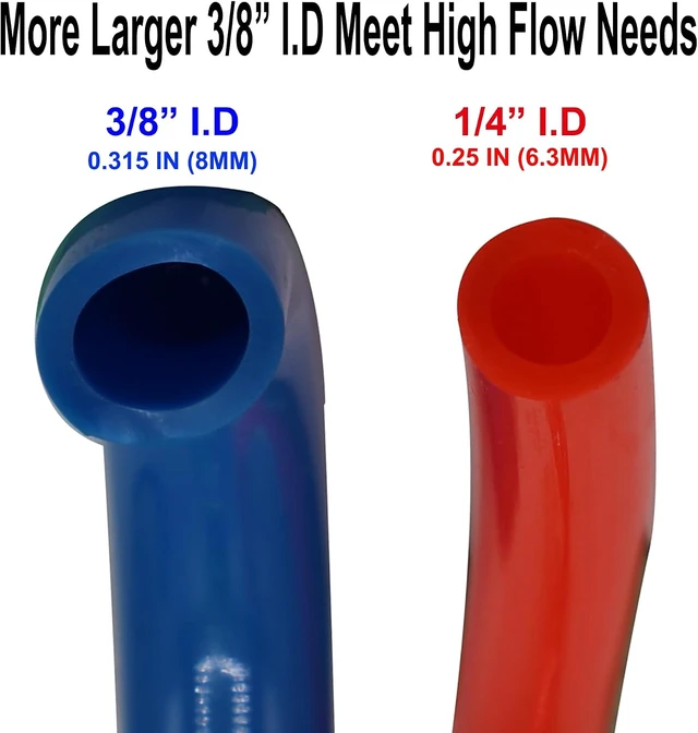 Alt view image 3 of 6 - 3/8" x 50ft Polyurethane Recoil Air Hose with Bend Restrictor & Repairable Quick Coupler, Blue