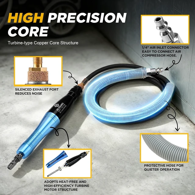 Alt view image 2 of 7 - Turbine Reciprocating Pneumatic Pencil Grinder Air File, Micro