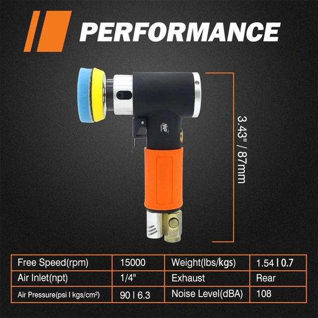 Alt view image 5 of 7 - Mini Random Orbital Pneumatic Air Sander for Auto Body Work