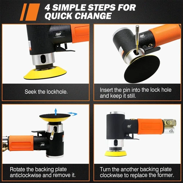 Alt view image 6 of 7 - Mini Random Orbital Pneumatic Air Sander for Auto Body Work