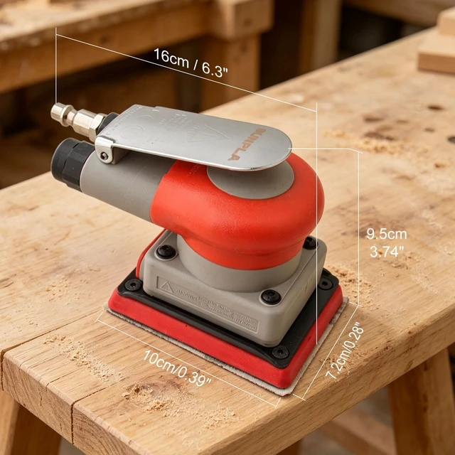 Alt view image 7 of 7 - Air Orbital Sander, 10,000 RPM 75x100mm Square Pneumatic Palm Sander