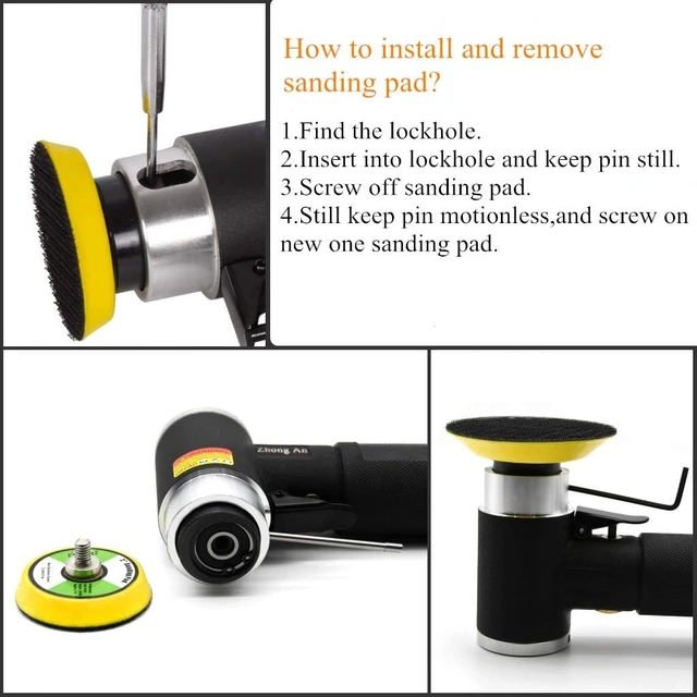 Alt view image 4 of 6 - 2/3-Inch Mini Orbital Dual Action Air Sander & Polisher for Auto Body Work, Black