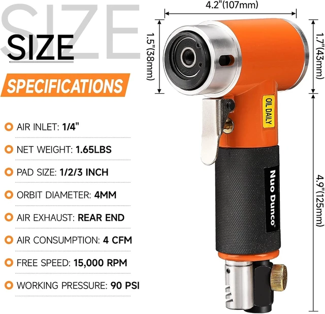 Alt view image 2 of 7 - 1/2/3-Inch Mini Random Orbital Air Sander DA Polisher Kit