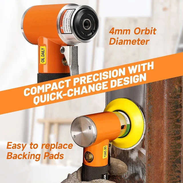 Alt view image 5 of 7 - 1/2/3-Inch Mini Random Orbital Air Sander DA Polisher Kit