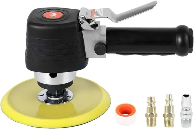 Main image of Dual Action Angle Air Sander with 6" Hook & Loop Pad, 10,000 RPM, Side Exhaust
