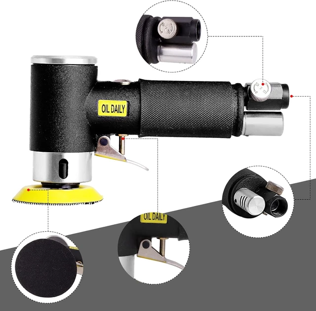 Alt view image 3 of 7 - 1/2/3-Inch Mini Pneumatic Random Orbital Air Sander Kit